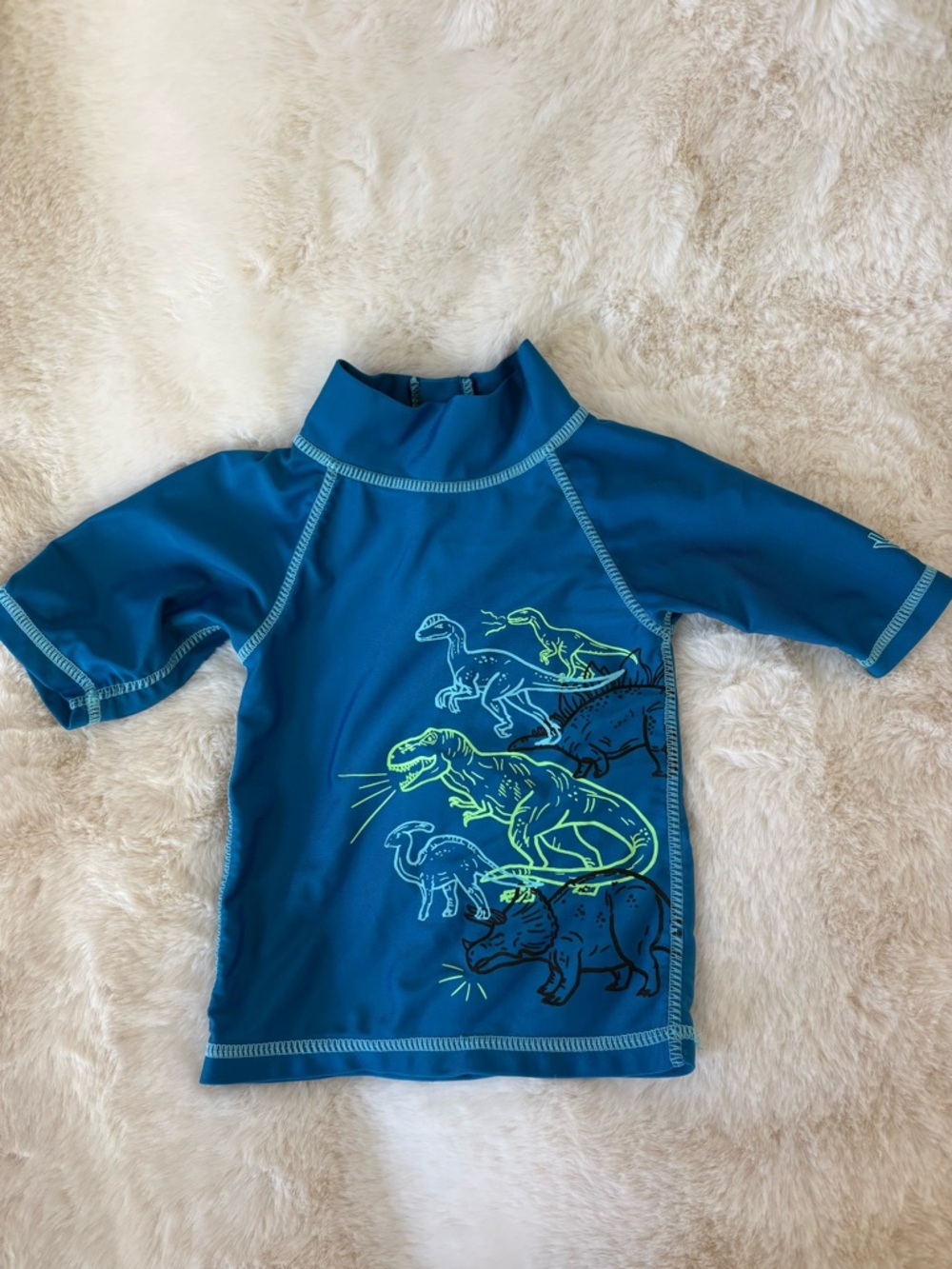 UV Skinz Baby Blue Dinosaur Rash Guard Swim Shirt 12-18 Mos
